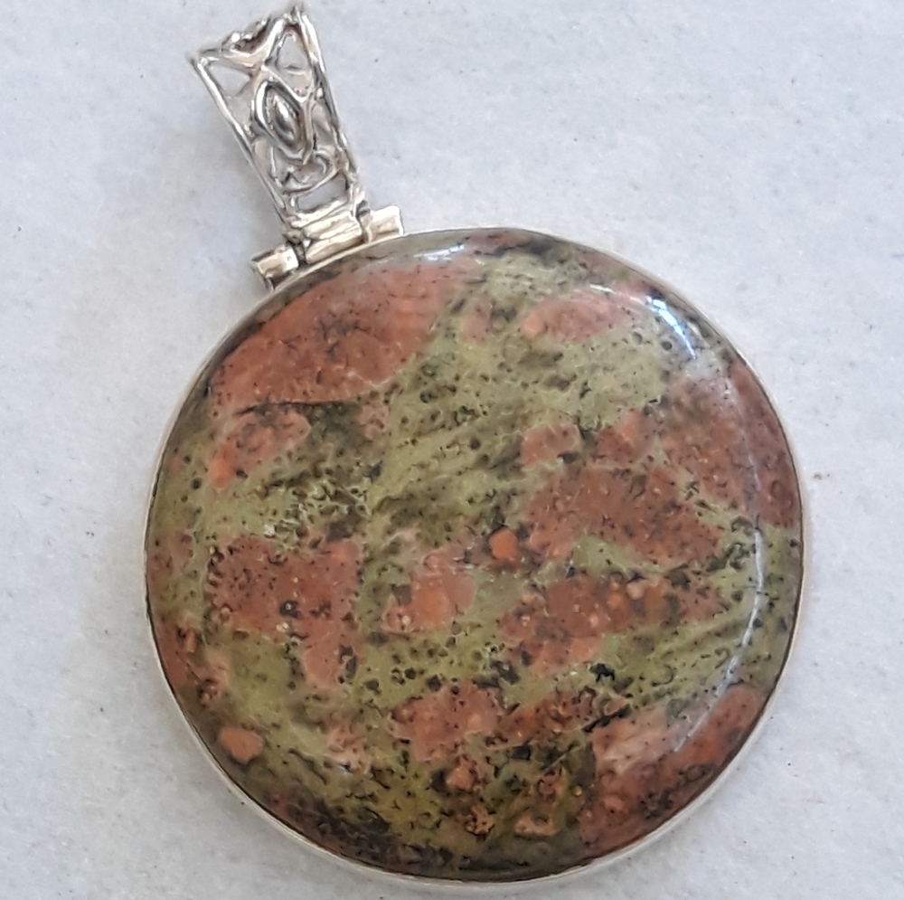 Unakaite Sterling Silver Pendant